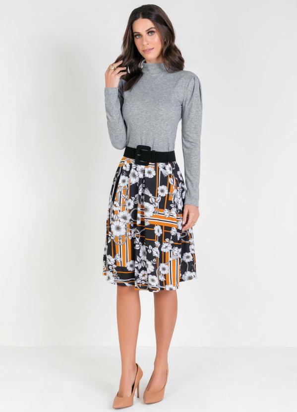 Rosalie - Saia Midi Floral com Pregas Moda Evagélica 3