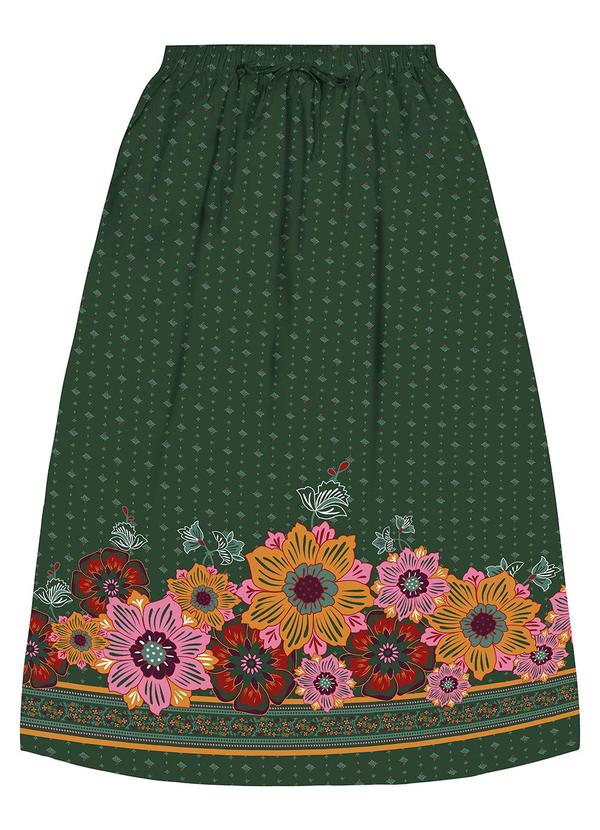 Malwee - Saia Midi Floral em Viscose Verde 4