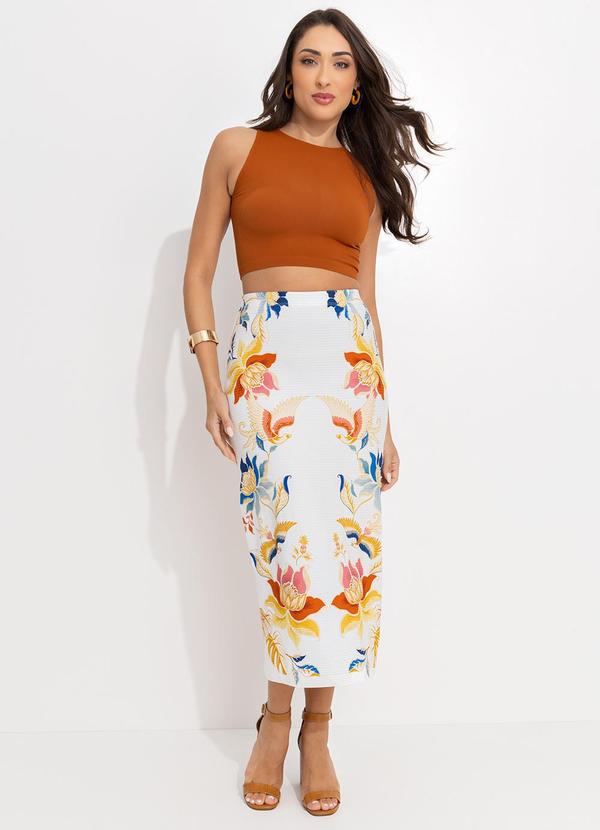 Farm - Saia Midi Floral Majestoso Off White 3