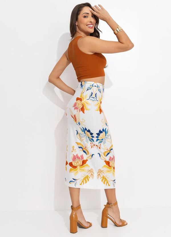 Farm - Saia Midi Floral Majestoso Off White 4