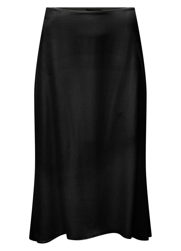 Lunender - Saia Midi Fluida Tecido Plano Viscose Preto 8