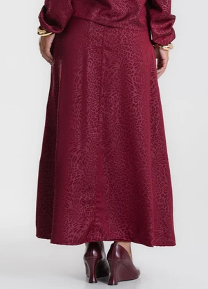Endless - Saia Midi Jacquard Acetinado Onças Vermelho - ENDLESS