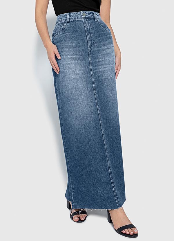 Enfim - Saia Mídi Jeans Azul