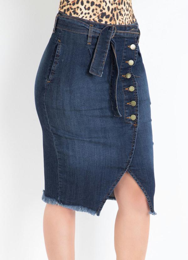 Sawary Jeans - Saia Midi Jeans com Amarração e Botões Sawary 7