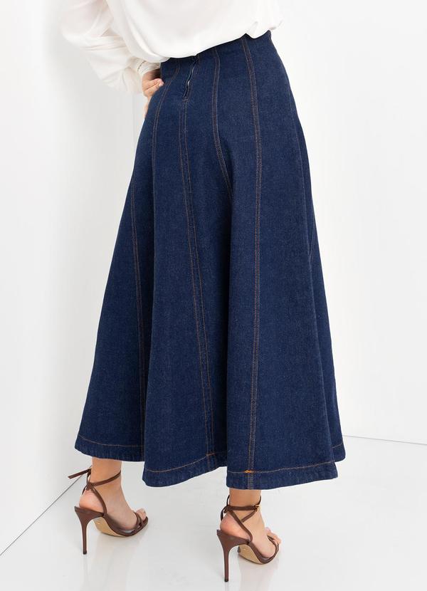 Mob - Saia Midi Jeans Recortes Azul 2