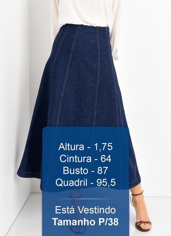 Mob - Saia Midi Jeans Recortes Azul 5