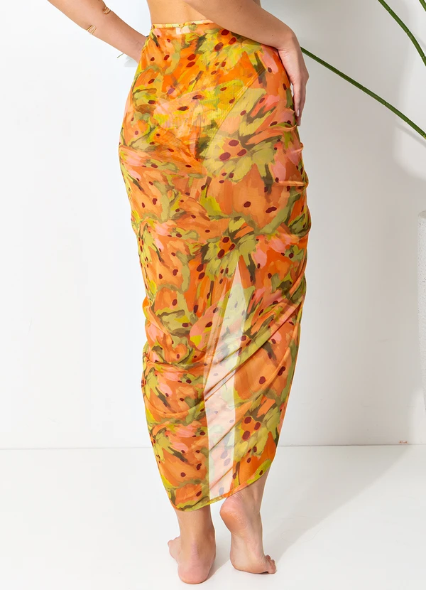 Água de Coco - Saia Midi Laranja 2