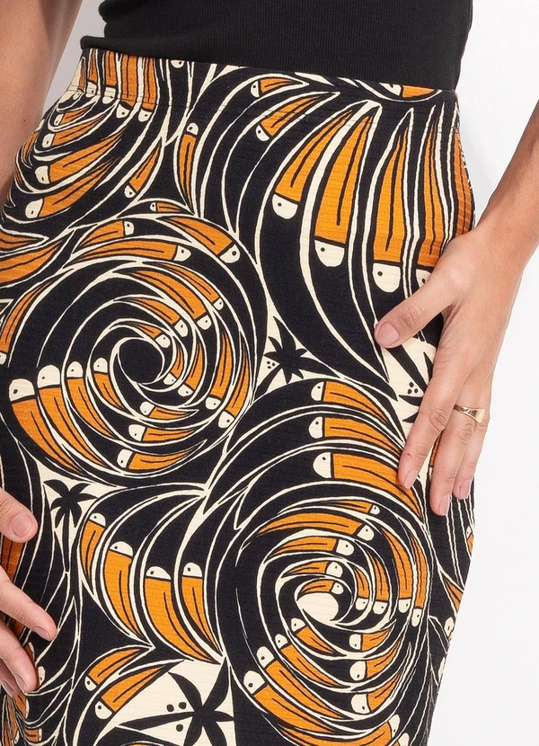 Farm - Saia Midi Leque de Tucano Preto 10