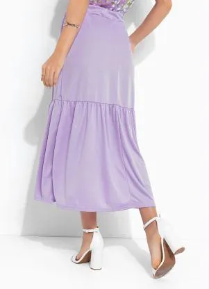 Rosalie - Saia Midi Lilás com Fenda - ROSALIE