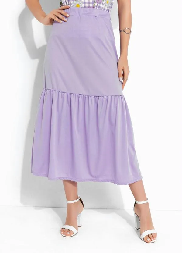 Rosalie - Saia Midi Lilás com Fenda
