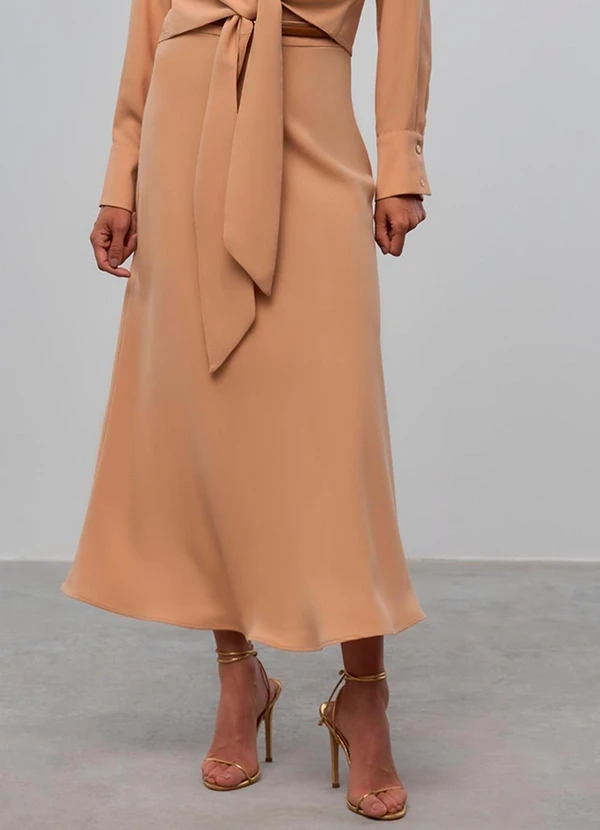 Carlota Costa - Saia Midi Lisa Marrom