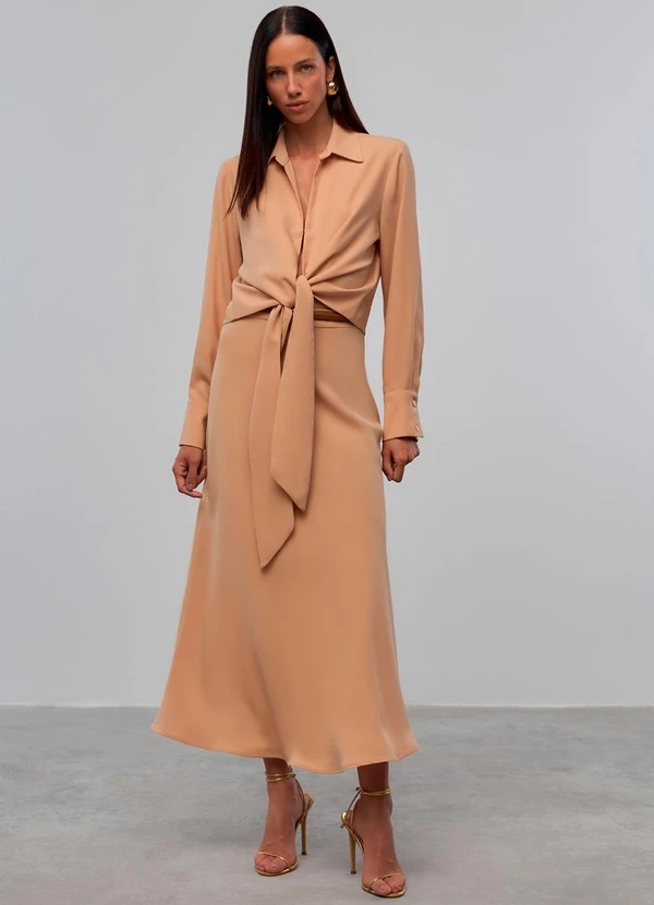 Carlota Costa - Saia Midi Lisa Marrom 2