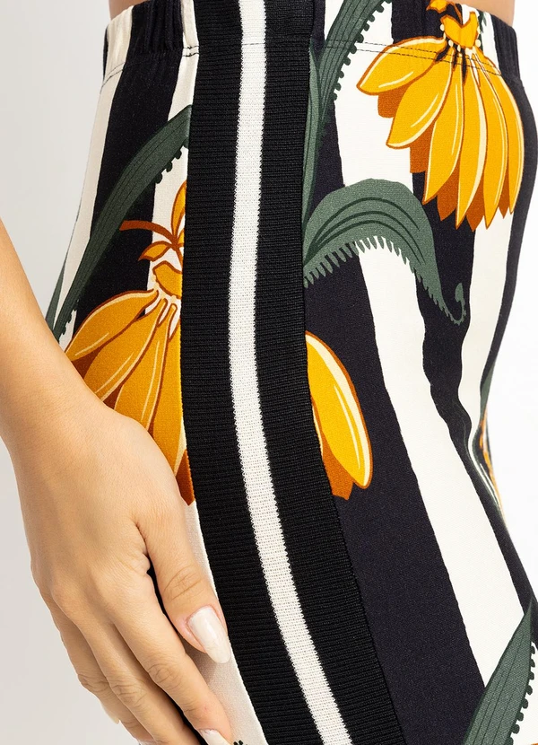 Farm - Saia Midi Listra de Bananana Preto 2