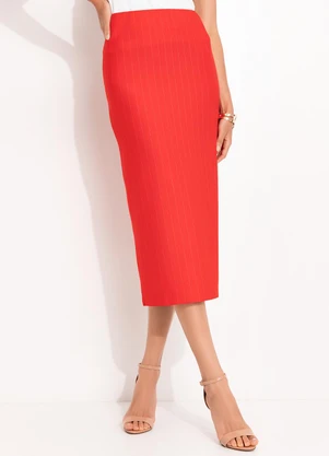 Colcci - Saia Midi Listrada Vermelho - COLCCI