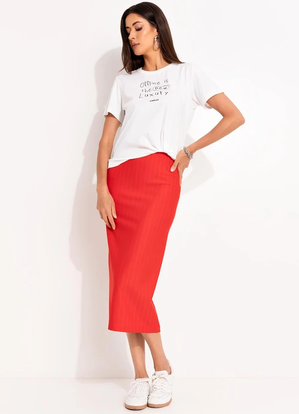 Colcci - Saia Midi Listrada Vermelho 8