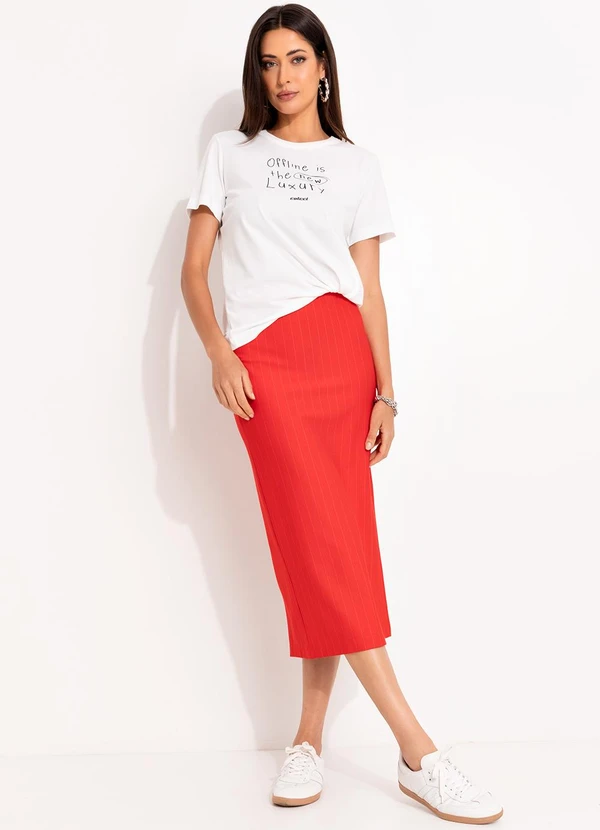 Colcci - Saia Midi Listrada Vermelho 9