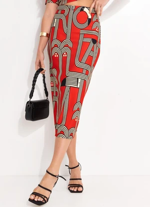 Farm - Saia Midi Logotuca Vermelho - FARM