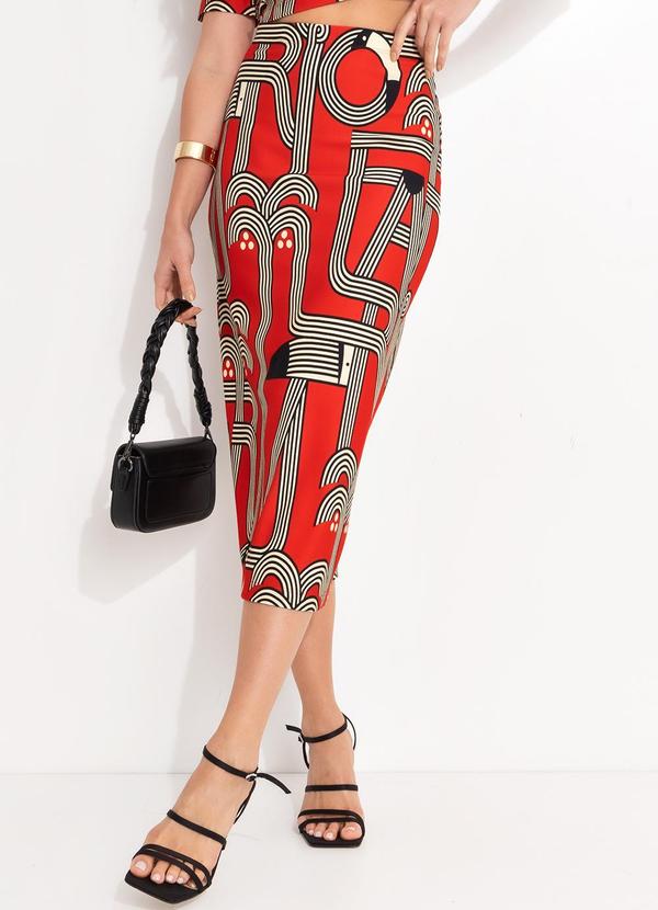 Farm - Saia Midi Logotuca Vermelho