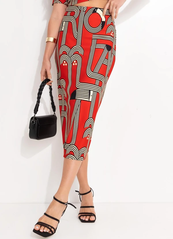 Farm - Saia Midi Logotuca Vermelho