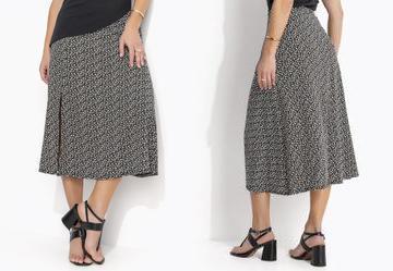 Saia Midi Margaridas com Bolsos e Fenda