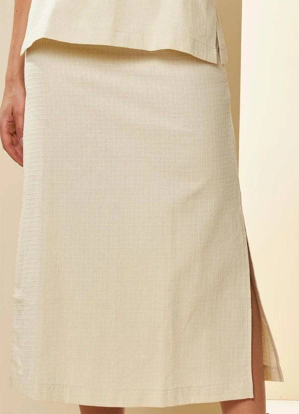 Doce Trama - Saia Midi Oliva Branco 5