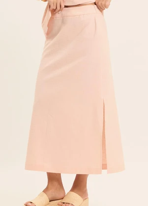 Doce Trama - Saia Midi Oliva Rosa - DOCE TRAMA