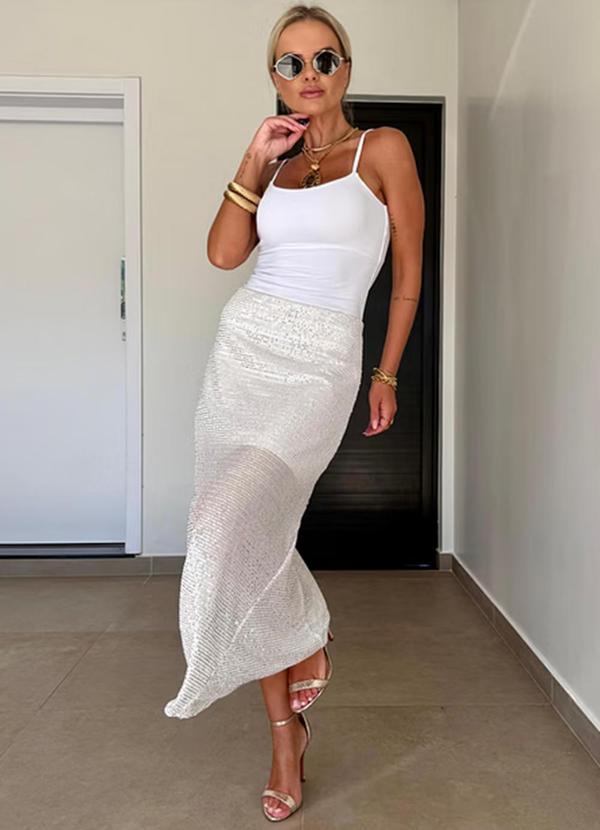 Amo Brand - Saia Midi Party Branca 5