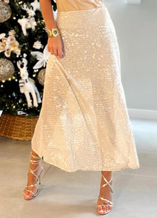 Amo Brand - Saia Midi Party Nude