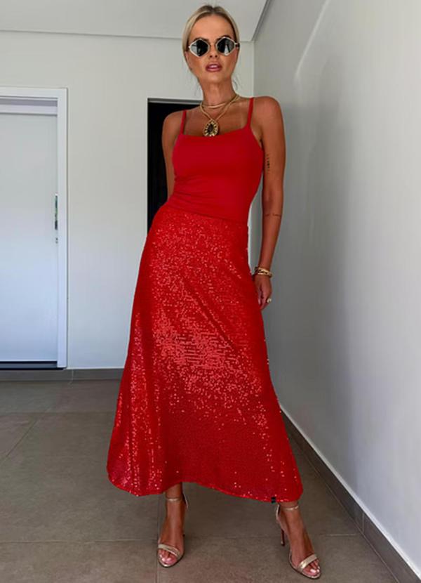 Amo Brand - Saia Midi Party Vermelha 2