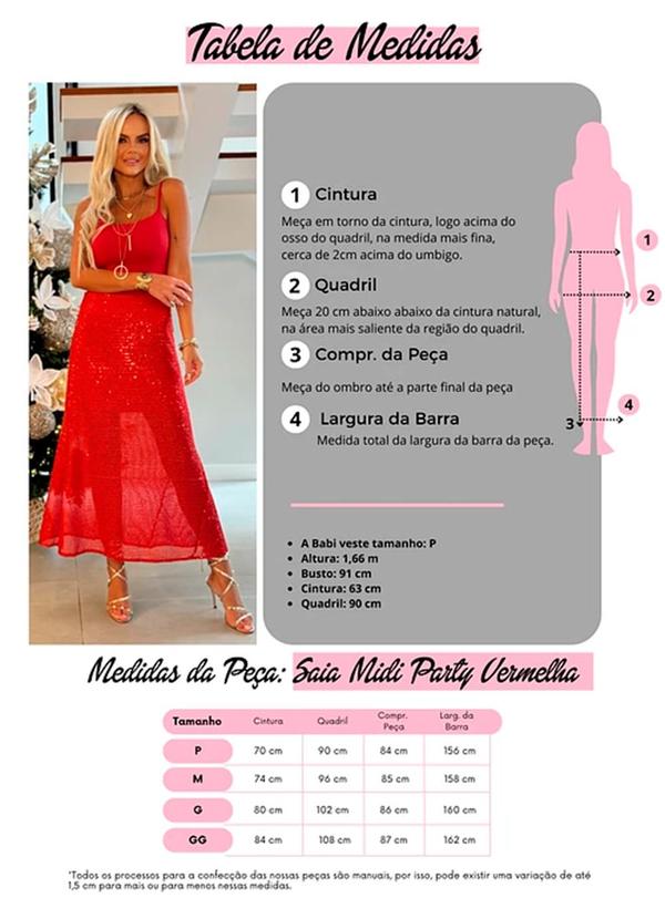 Amo Brand - Saia Midi Party Vermelha 5