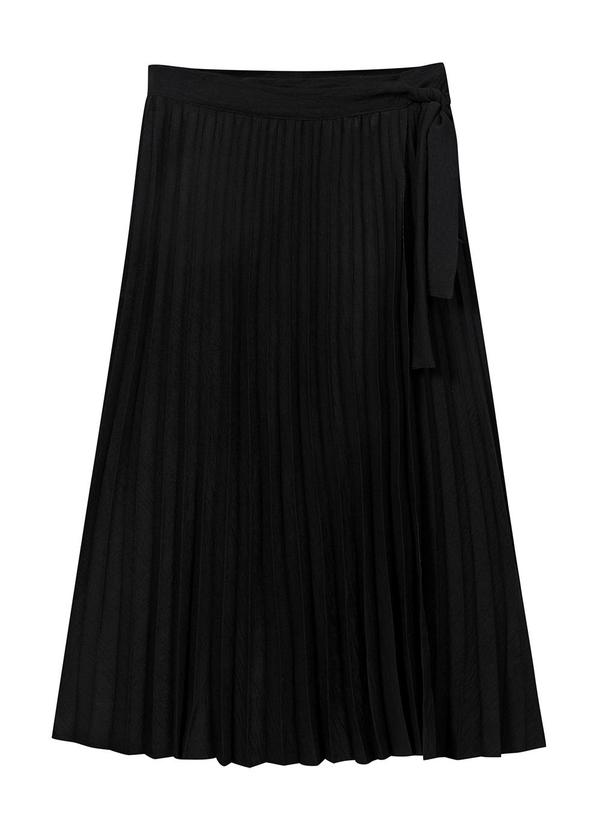 Marialícia - Saia Midi Plissada Feminina Preto 3