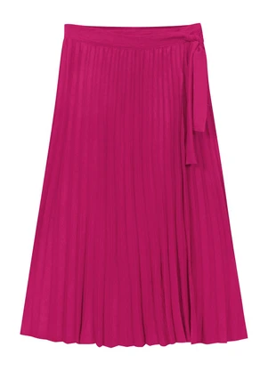 Marialícia - Saia Midi Plissada Feminina Rosa - MARIALÍCIA