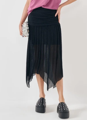 Sofie - Saia Midi Plissada Preto - SOFIE