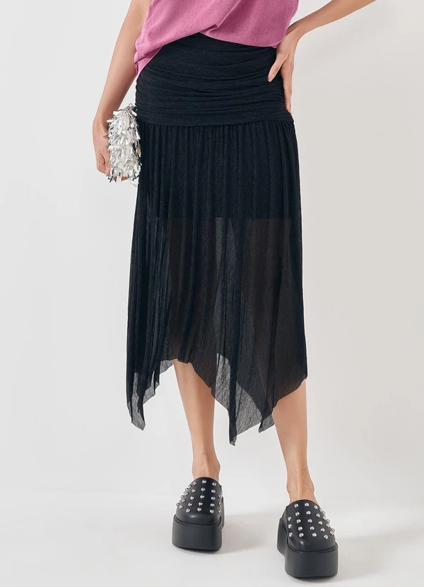 Sofie - Saia Midi Plissada Preto