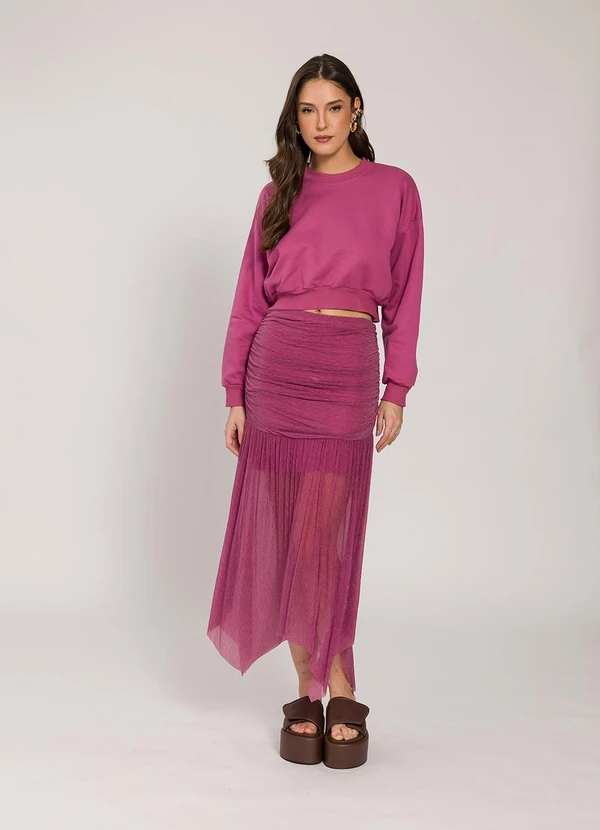 Sofie - Saia Midi Plissada Roxo