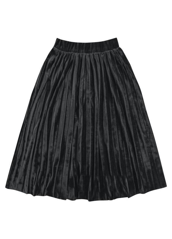Angel - Saia Midi Plissada Veludo Preto