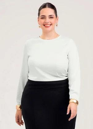 Cativa - Saia Midi Plus Size em Linho  Preto - CATIVA