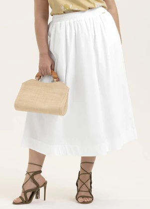 Cativa - Saia Midi Plus Size em Tricoline com Elastano Bra - CATIVA
