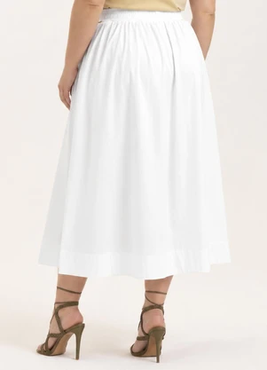 Cativa - Saia Midi Plus Size em Tricoline com Elastano Bra - CATIVA