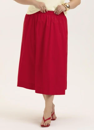 Cativa - Saia Midi Plus Size em Tricoline com Elastano Ver - CATIVA