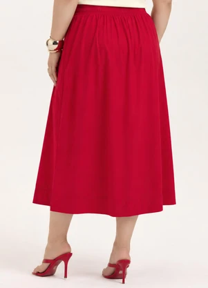 Cativa - Saia Midi Plus Size em Tricoline com Elastano Ver - CATIVA