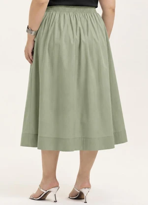 Cativa - Saia Midi Plus Size em Tricoline com Elastano Ver - CATIVA