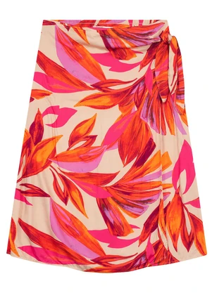 Secret Glam - Saia Midi Plus Size em Viscose Laranja - SECRET GLAM