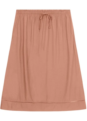 Secret Glam - Saia Midi Plus Size em Viscose Marrom - SECRET GLAM