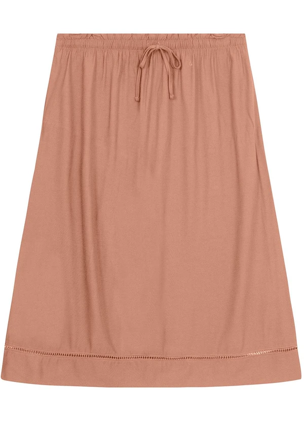 Secret Glam - Saia Midi Plus Size em Viscose Marrom