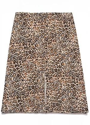 Secret Glam - Saia Midi Plus Size em Viscotorcion Bege - SECRET GLAM