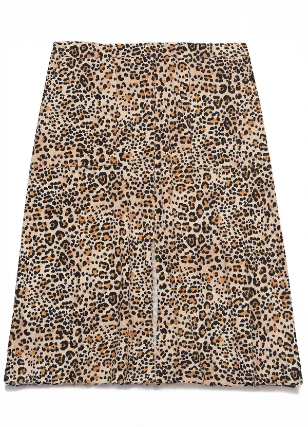 Secret Glam - Saia Midi Plus Size em Viscotorcion Bege 1