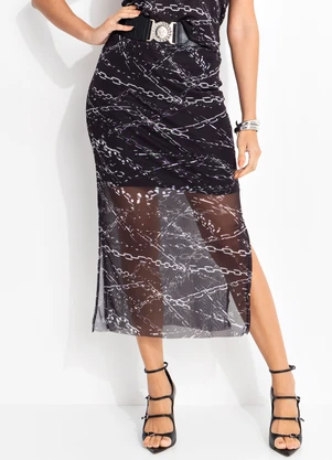 John John - Saia Midi Preto - JOHN JOHN