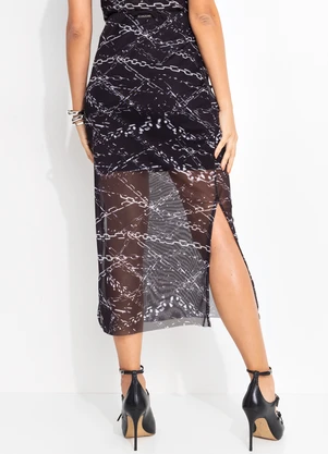 John John - Saia Midi Preto - JOHN JOHN