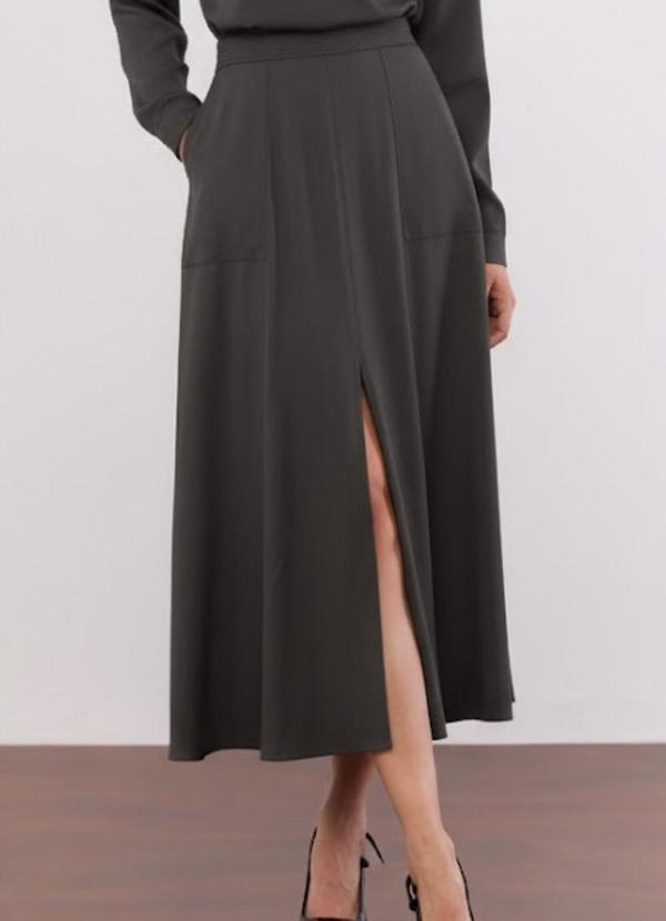Carlota Costa - Saia Midi Recortes Cinza 1